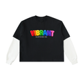 Layered Contrast Sleeve Cotton T-Shirt
