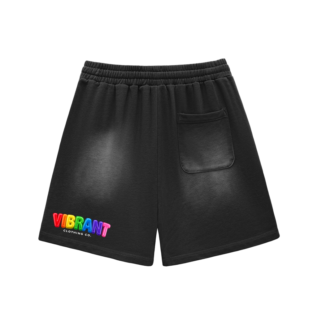 Sun Fade Raw Edge Cotton Shorts