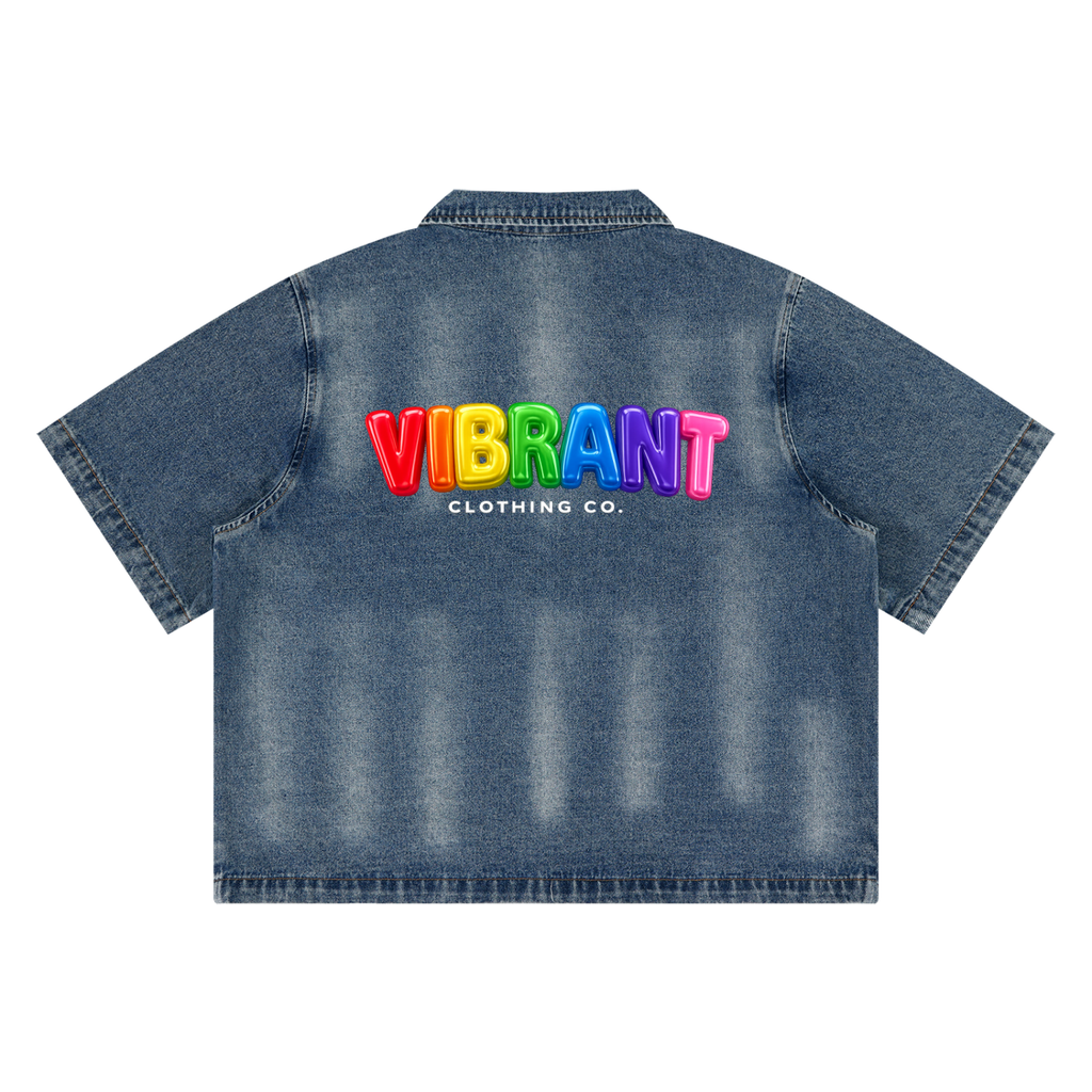 Unisex Vintage Washed Full-Zip Denim Shirt